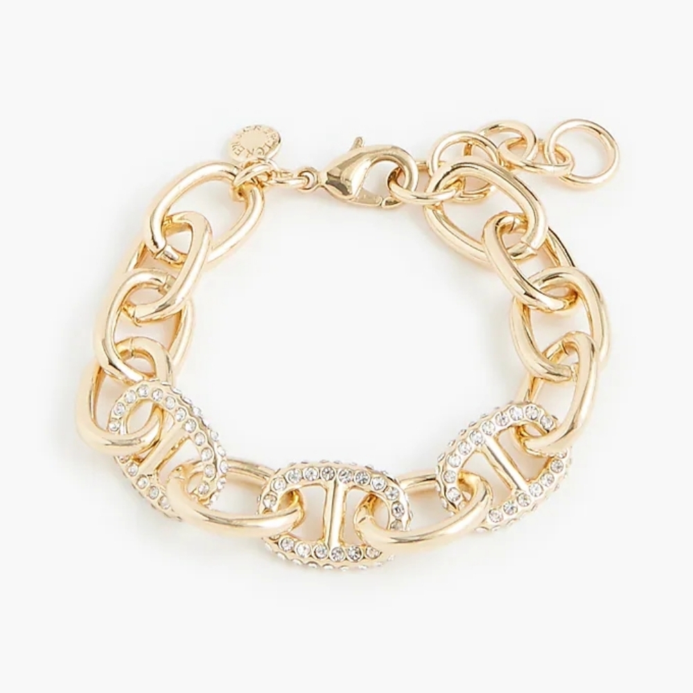 J.Crew Crystal Chain Link Bracelet, Gold